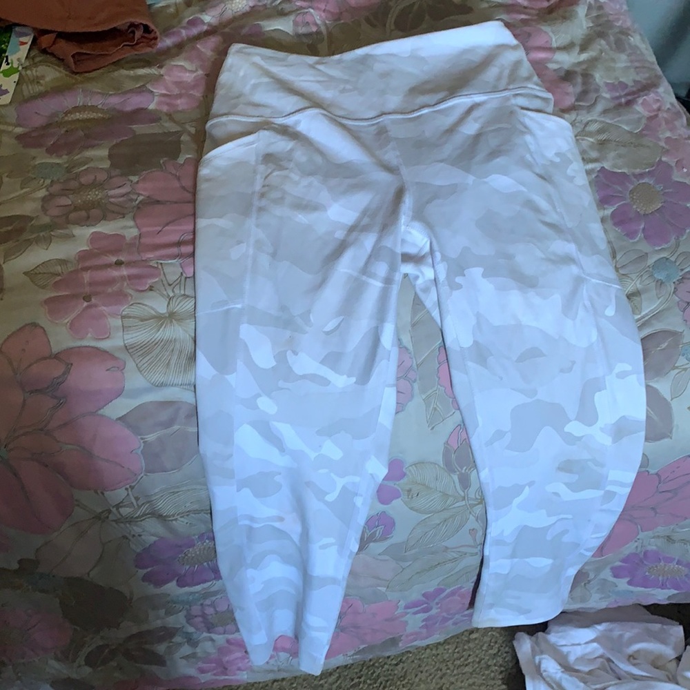 White , grey camo yoga leggings